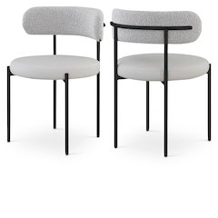 Beacon Taupe Vegan Leather and Boucle Fabric Dining Chair, Set of 2