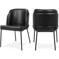 Jagger Black Vegan Leather Dining Chair, Set of 2