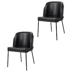 Starlight Canyon Home Vegan Leather Dining Chairs Set of 2, Black Vegan Leather