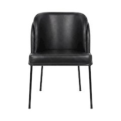 Starlight Canyon Home Vegan Leather Dining Chairs Set of 2, Black Vegan Leather