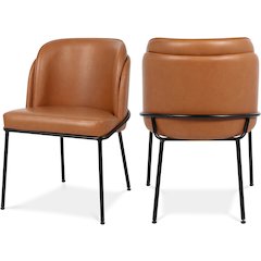 Jagger Cognac Vegan Leather Dining Chair, Set of 2