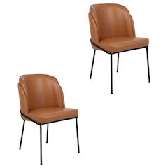 Starlight Canyon Home Vegan Leather Dining Chairs Set of 2, Cognac Vegan Leather