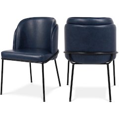 Jagger Navy Vegan Leather Dining Chair, Set of 2