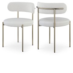 Beacon Cream Vegan Leather and Boucle Fabric Dining Chair, Set of 2