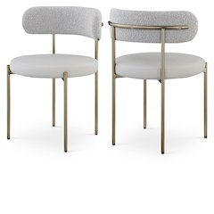 Beacon Taupe Vegan Leather and Boucle Fabric Dining Chair, Set of 2