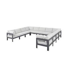 White Fabric Outdoor Patio Modular Sectional With Contemporary Style