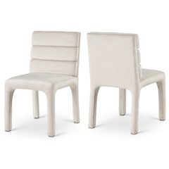 Kai Cream Velvet Dining Chair, Set of 2