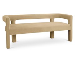 Athena Camel Velvet Bench