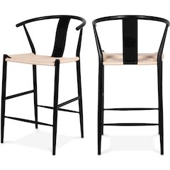 Beck Beige Hand Woven Rope Stool, Set of 2