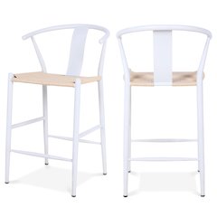 Beck Beige Hand Woven Rope Stool, Set of 2