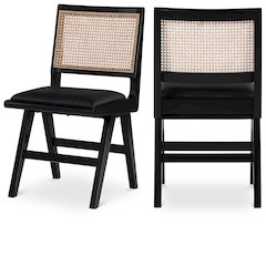 Abby Black Vegan Leather Dining Side Chair, Set of 2