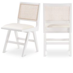 Abby Cream Vegan Leather Dining Side Chair, Set of 2