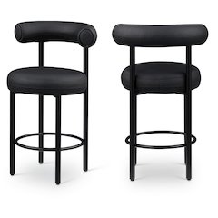 Bordeaux Black Vegan Leather Counter Stool, Set of 2
