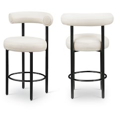 Bordeaux Cream Vegan Leather Counter Stool, Set of 2