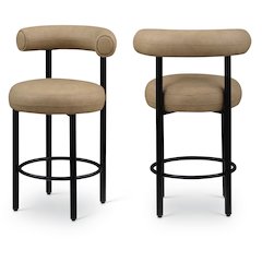 Bordeaux Tan Vegan Leather Counter Stool, Set of 2