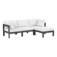 White Fabric Outdoor Patio Modular Sectional With Contemporary Style