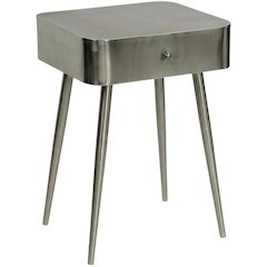 Contemporary Night Stand with Brushed Silver Finish for Bedroom