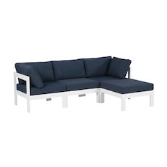Navy Fabric Outdoor Modular Sectional, Contemporary Style, Weather-Resistant