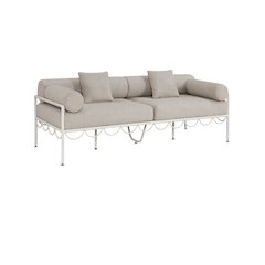 Beige Water Repellent Outdoor Sofa with Cushions and Stylish Art Deco Design