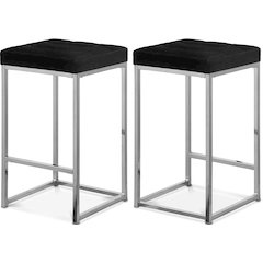 Nicola Black Velvet Stool, Set of 2