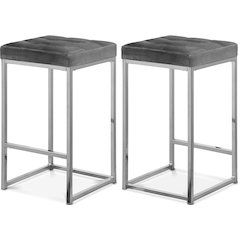 Nicola Grey Velvet Stool, Set of 2