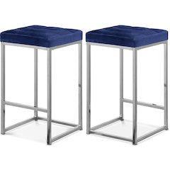 Nicola Navy Velvet Stool, Set of 2
