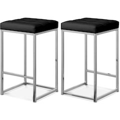Nicola Black Vegan Leather Stool, Set of 2