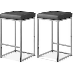 Nicola Grey Vegan Leather Stool, Set of 2