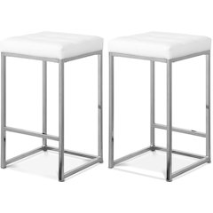 Nicola White Vegan Leather Stool, Set of 2