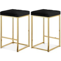 Nicola Black Velvet Stool, Set of 2