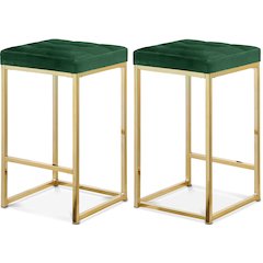Nicola Green Velvet Stool, Set of 2
