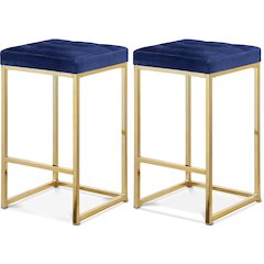 Nicola Navy Velvet Stool, Set of 2