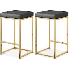 Nicola Grey Vegan Leather Stool, Set of 2