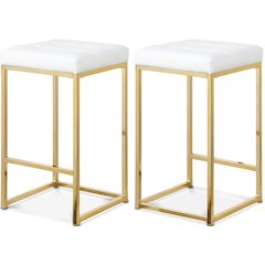Nicola White Vegan Leather Stool, Set of 2