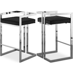Ezra Black Velvet Stool, Set of 2