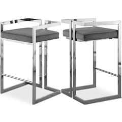 Ezra Grey Velvet Stool, Set of 2