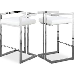 Ezra White Vegan Leather Stool, Set of 2