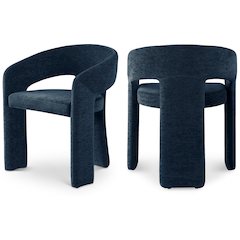 Rendition Navy Plush Fabric Dining Chair, Set of 2