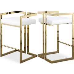 Ezra White Vegan Leather Stool, Set of 2