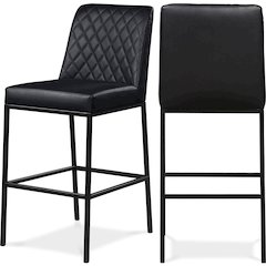 Bryce Black Vegan Leather Stool, Set of 2
