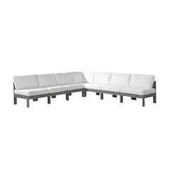 White Fabric Outdoor Patio Modular Sectional For Contemporary Style Comfort