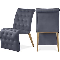 Curve Grey Velvet Dining Chair, Set of 2