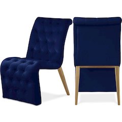 Curve Navy Velvet Dining Chair, Set of 2