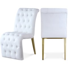 Curve White Vegan Leather Dining Chair, Set of 2