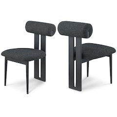 Dario Black Boucle Fabric Dining Chair, Set of 2