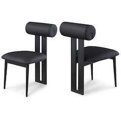 Dario Black Vegan Leather Dining Chair, Set of 2