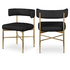 Rivage Black Durable Linen Textured Fabric Dining Chair, Set of 2