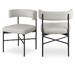 Rivage Beige Durable Linen Textured Fabric Dining Chair, Set of 2