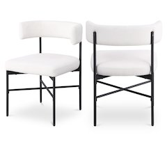 Rivage Cream Durable Linen Textured Fabric Dining Chair, Set of 2