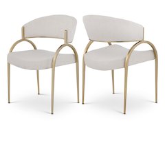 Privet Beige Linen Textured Fabric Dining Chair, Set of 2